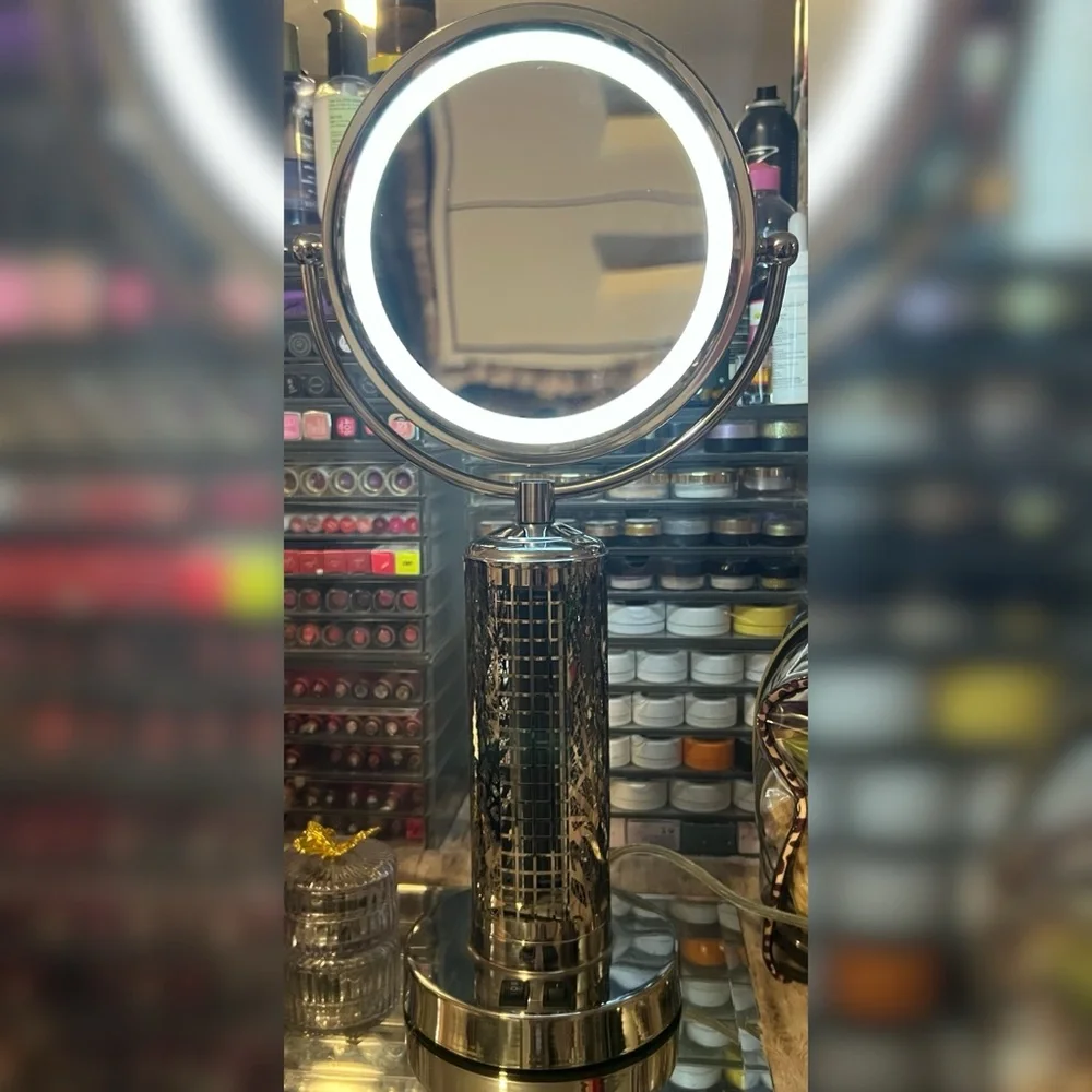 Illuminated Silver Vanity Mirror
